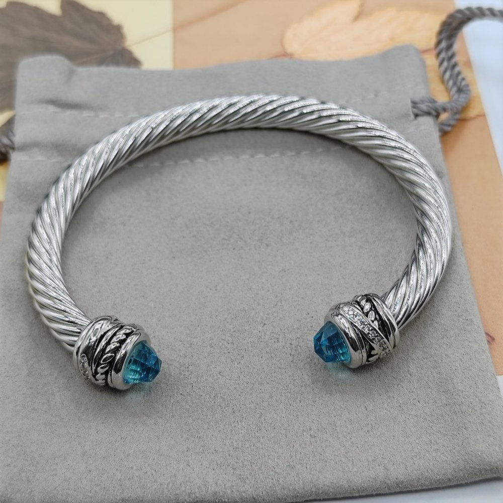 DY vintage 7mm diamond bracelet size M 925 silver blue